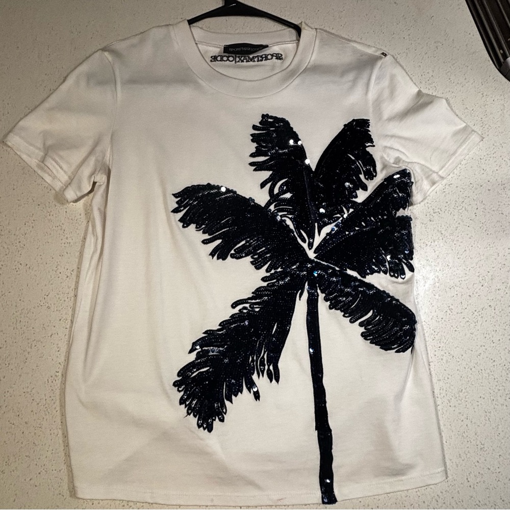 Sportmax  cotton top with embroidery of blue sequins, shiny and sparkling